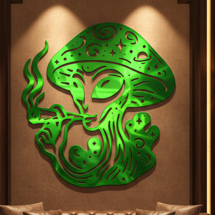 Alien Mushroom Metal Wall Art