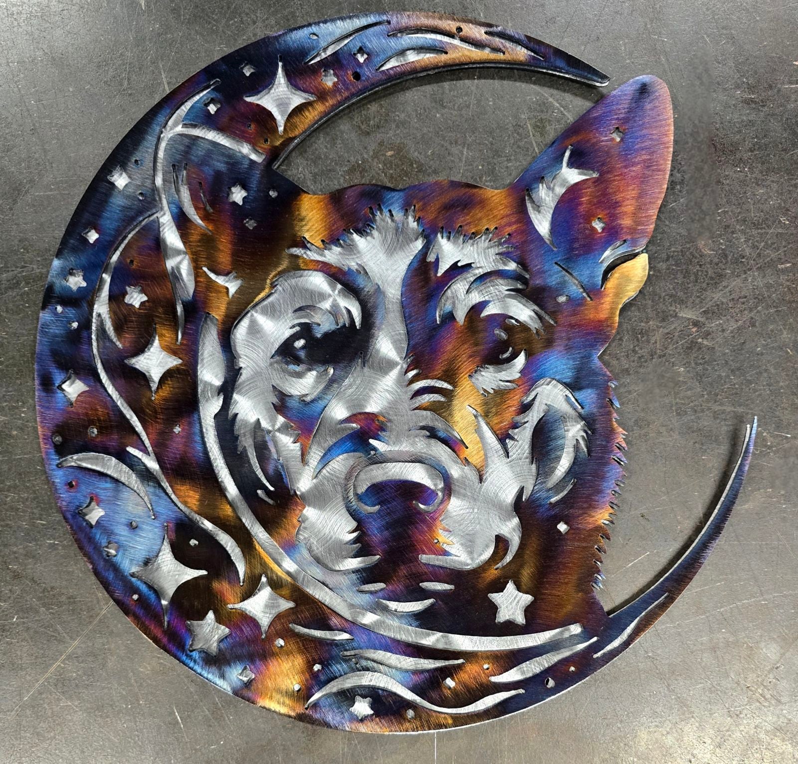 Australian Cattle Dog "On The Moon" Metal Art