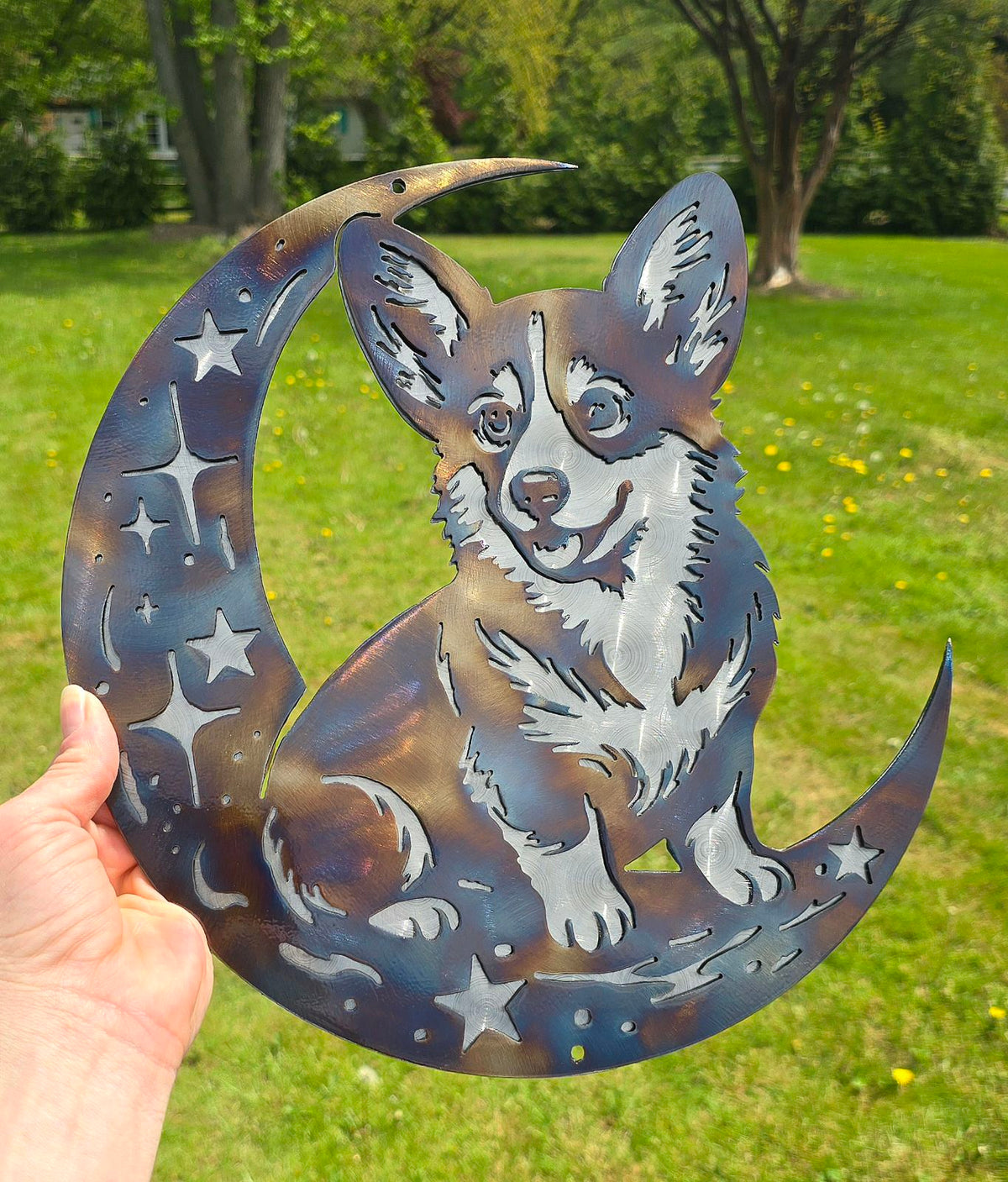 Corgi Moon Metal Wall Art #2
