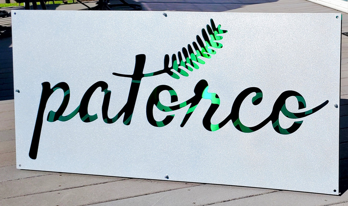 Patorco cannabis-themed lettering by Elite Metalworking