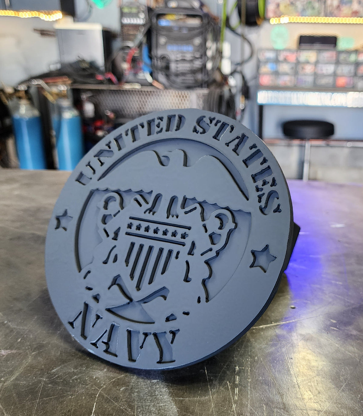 Navy Metal Hitch Cover