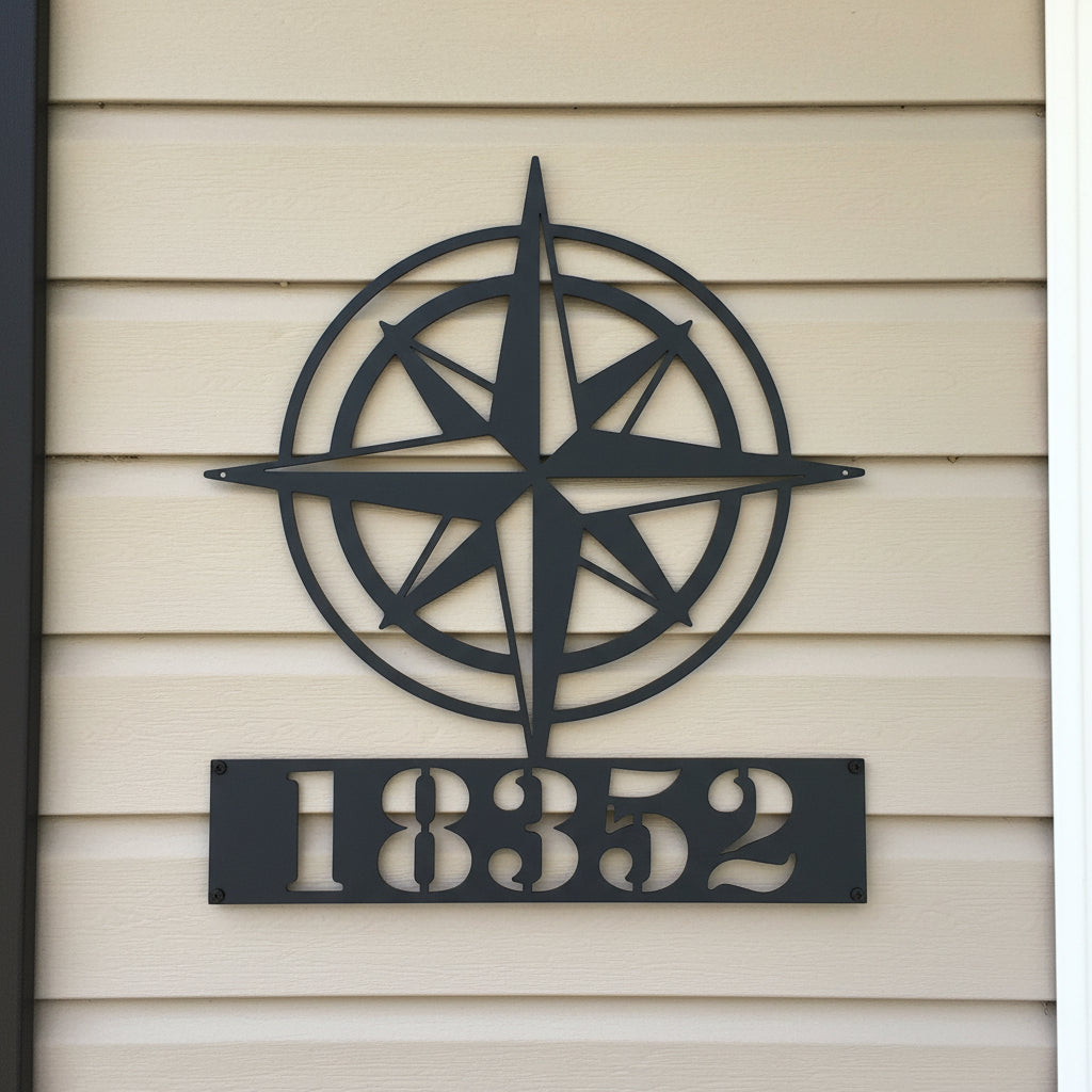 Nautical Compass Address & Name Sign
