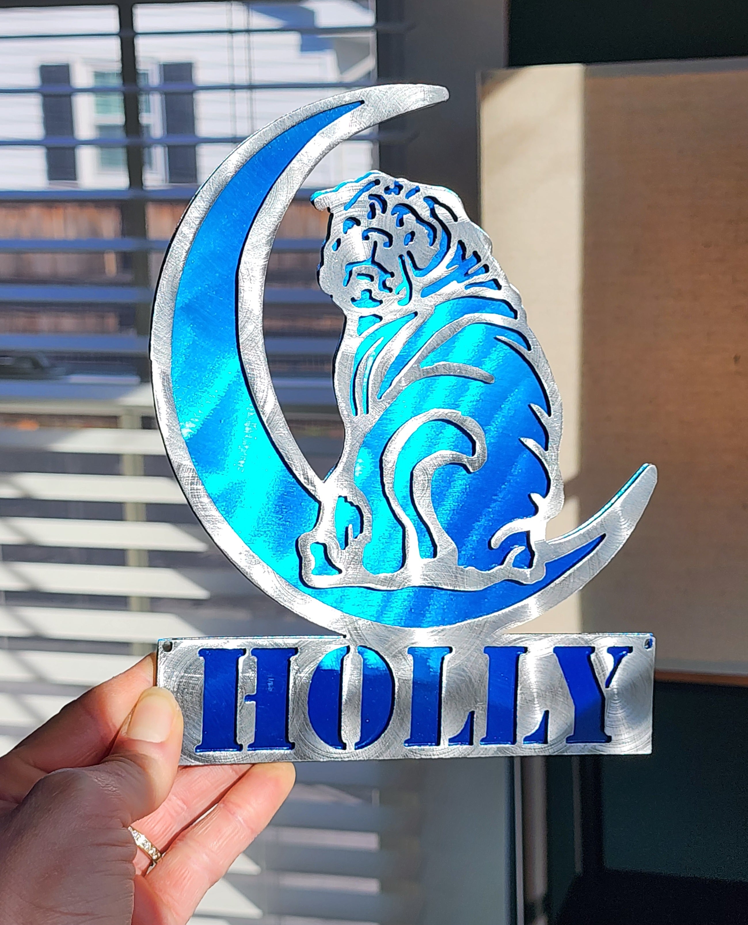 Pug "On The Moon" Metal Art