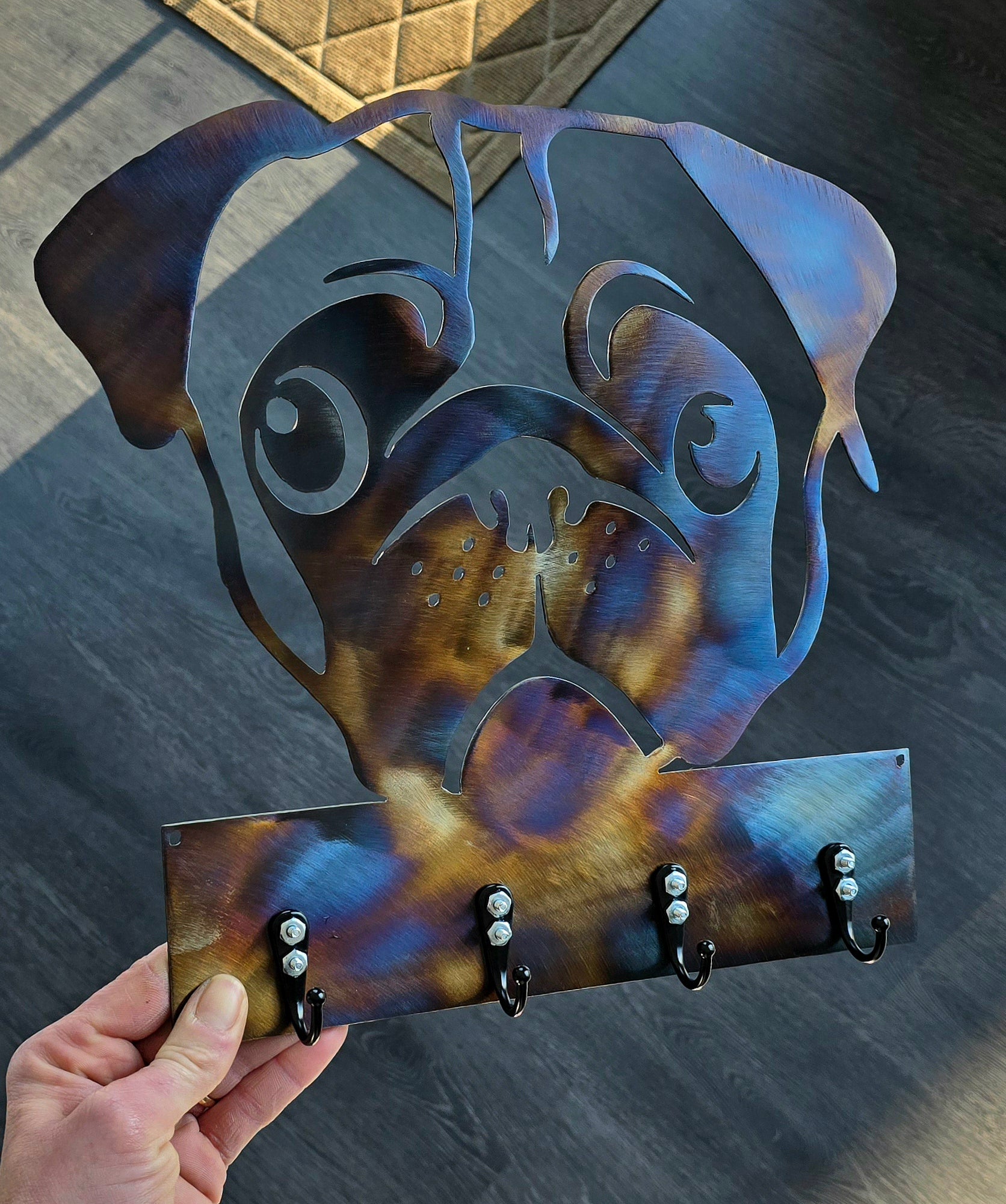 Pug Key & Leash Hanger #1