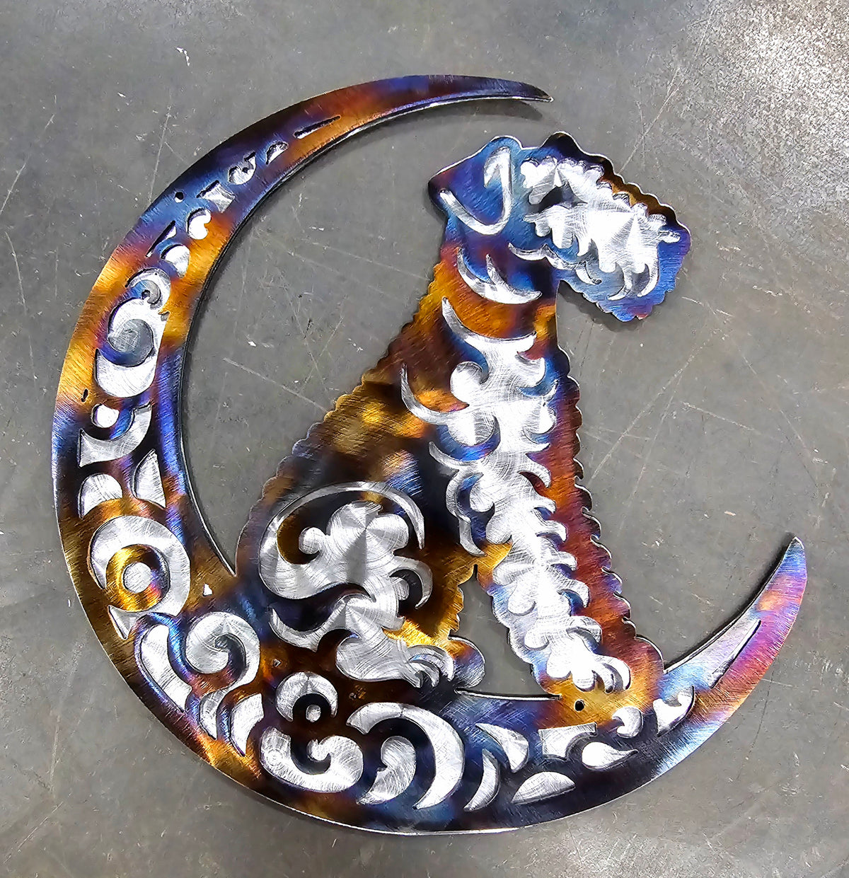 Airedale Terrier Moon Metal Wall Art