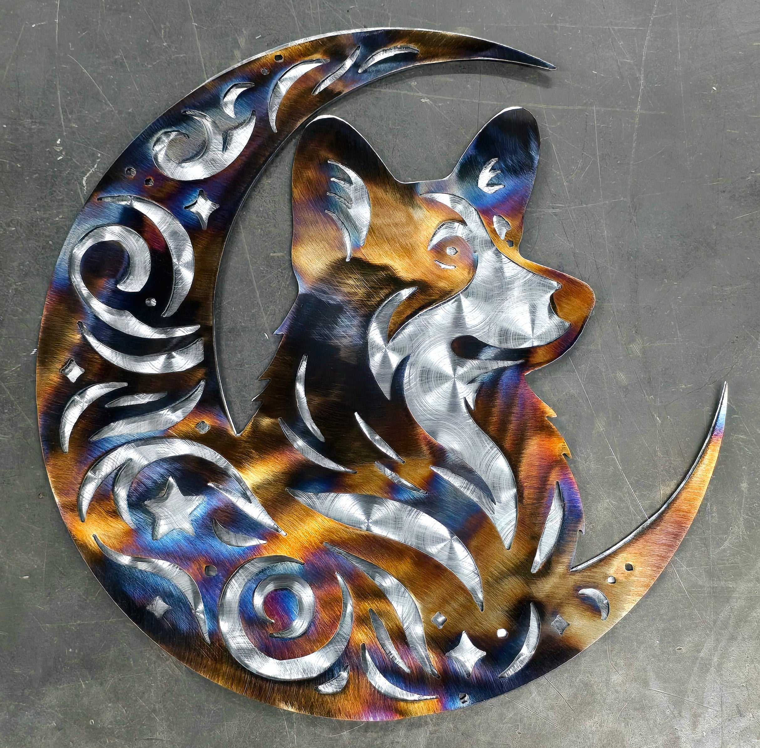 Dogs On The Moon – Corgi Metal Wall Art #1