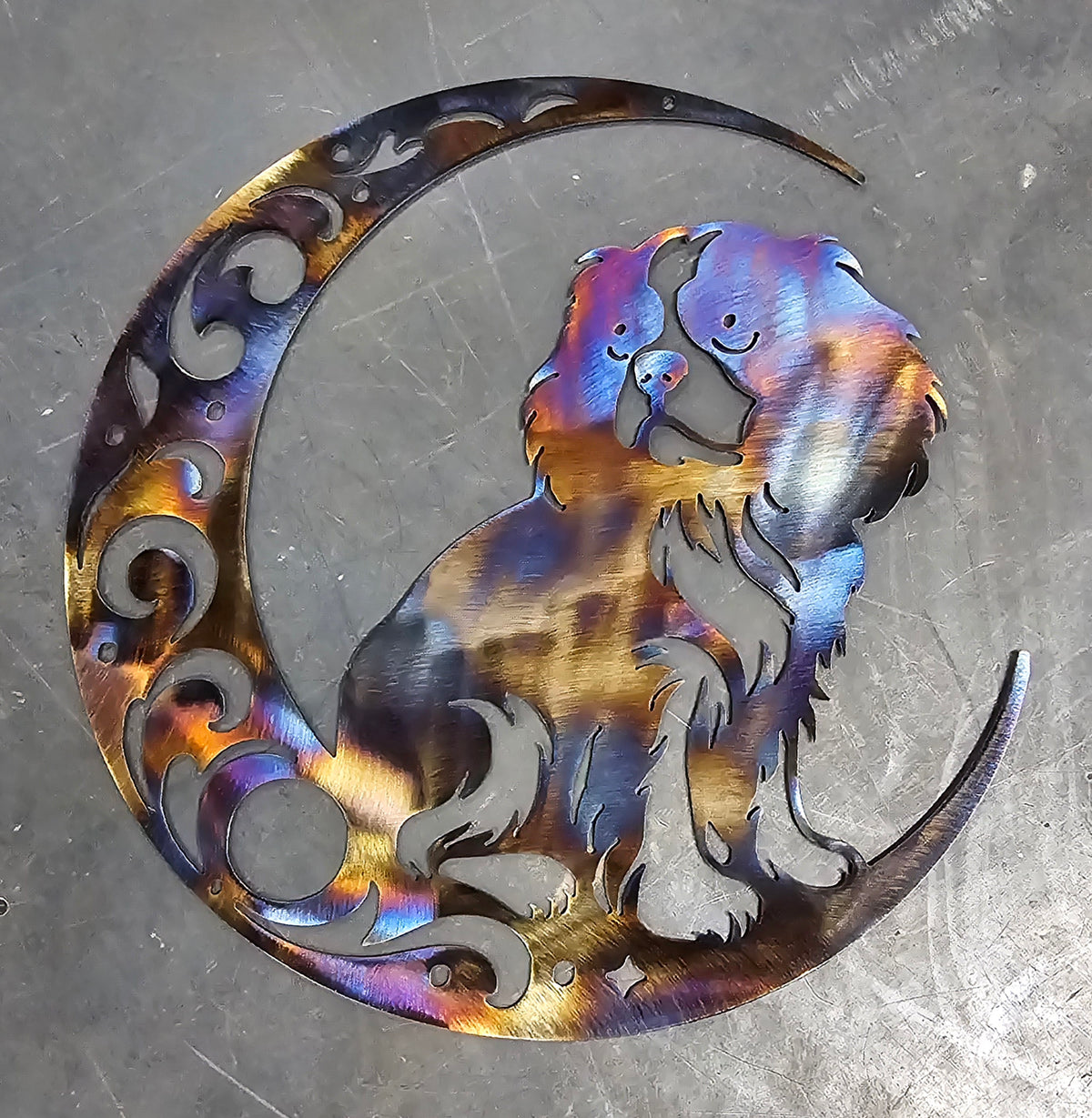 Cavalier King Charles Moon Metal Wall Art