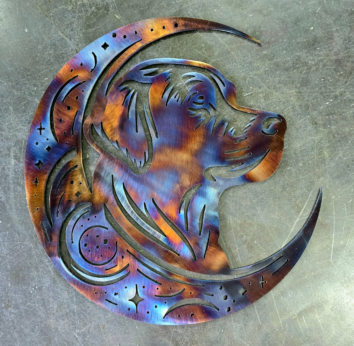 Labrador Retriever Moon Metal Wall Art
