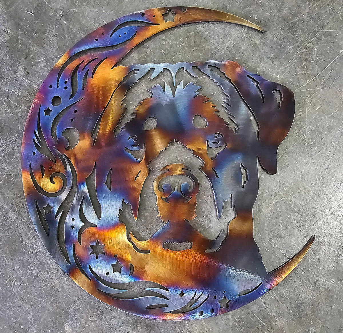 Rottweiler Moon Metal Wall Art