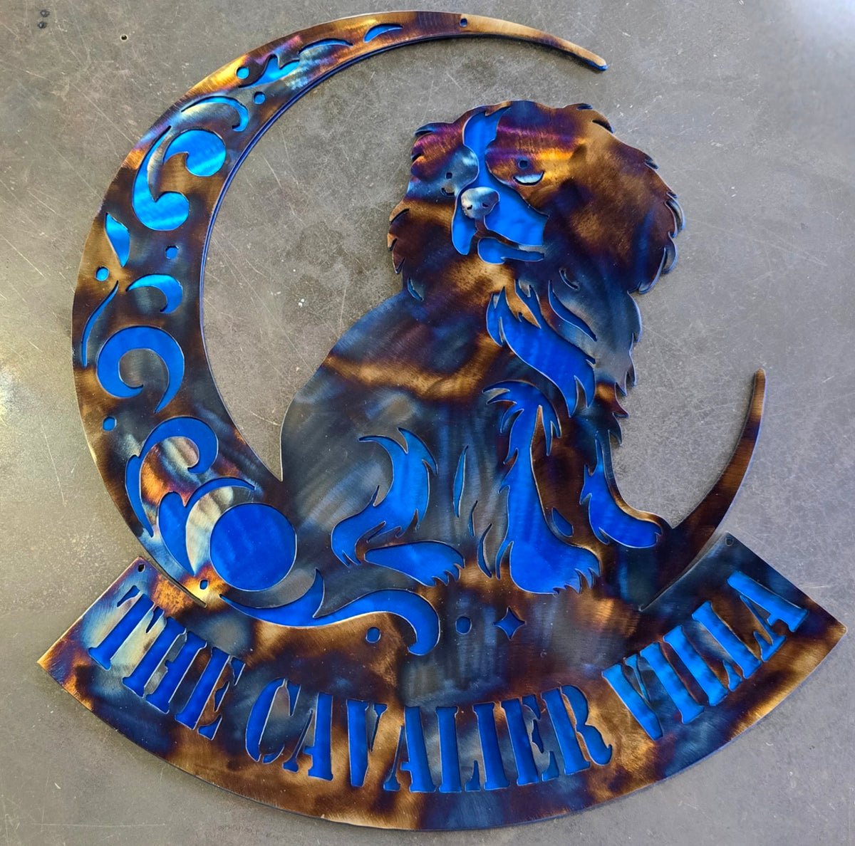 Cavalier King Charles Moon Metal Wall Art