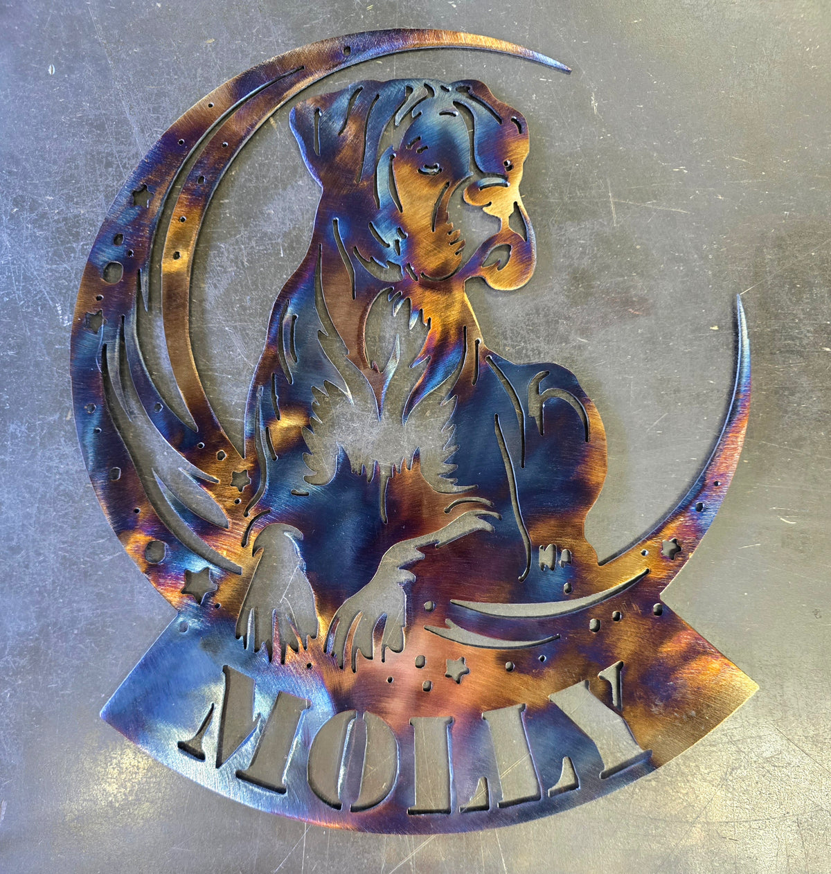 Boxer Moon Metal Wall Art #1