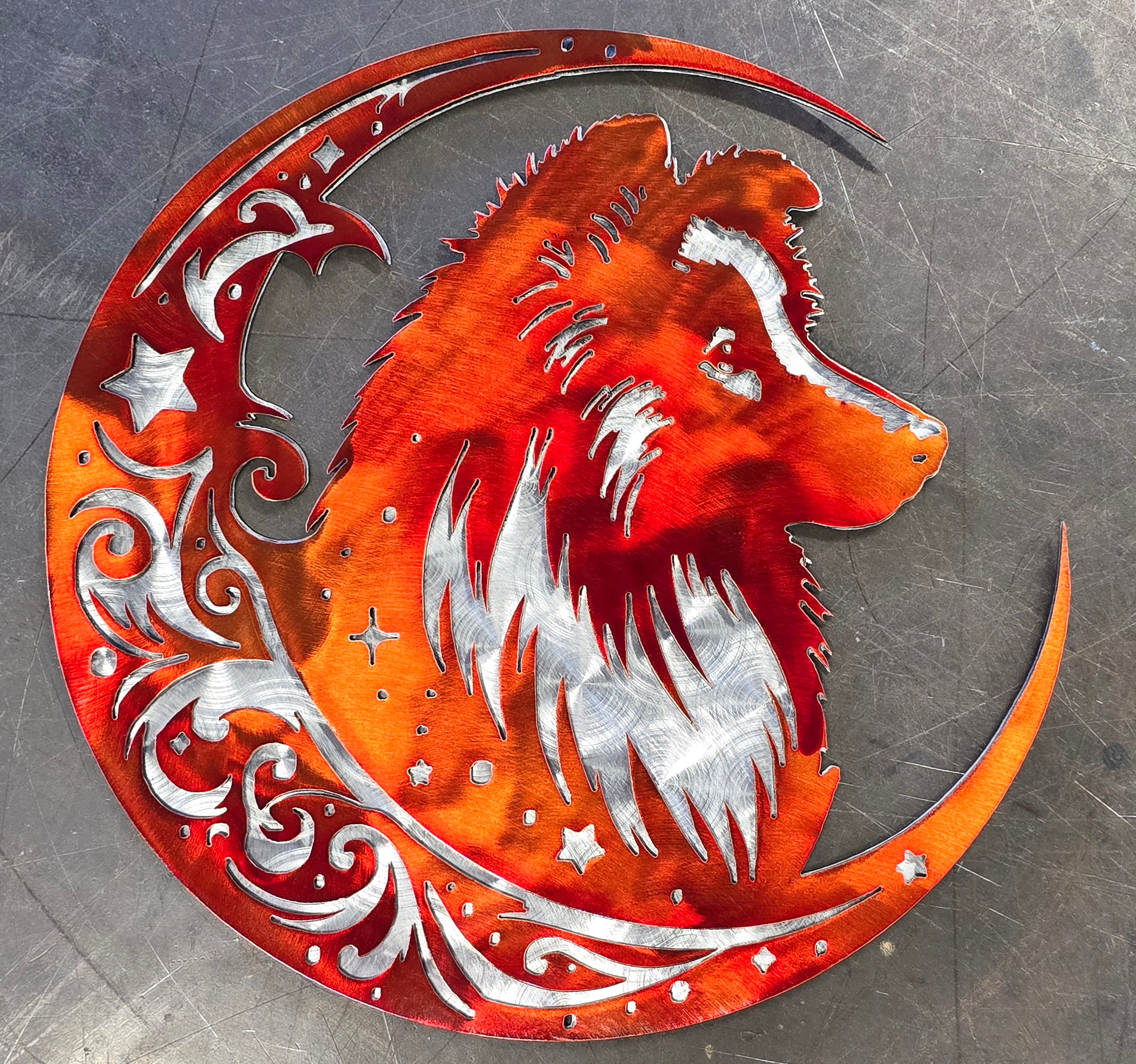 Sheltie "On The Moon" Metal Art