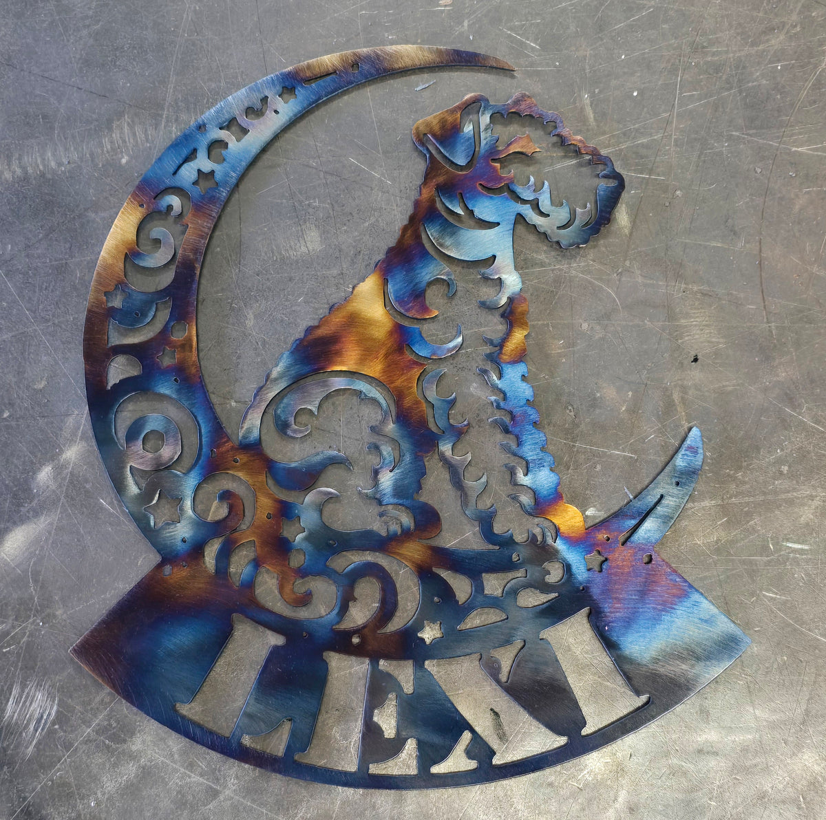 Airedale Terrier Moon Metal Wall Art