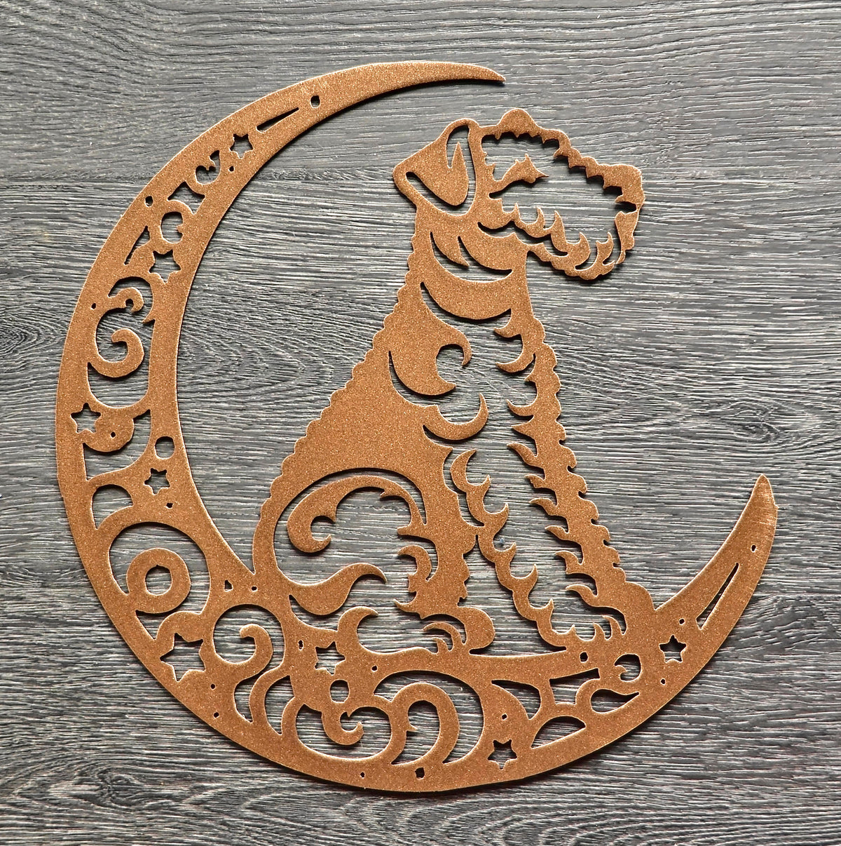 Airedale Terrier Moon Metal Wall Art
