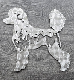Poodle Night Scene Metal Wall Art