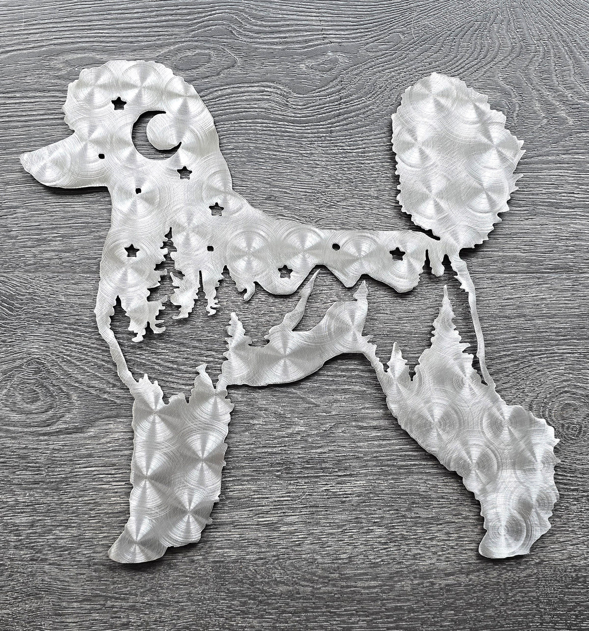 Poodle Night Scene Metal Wall Art