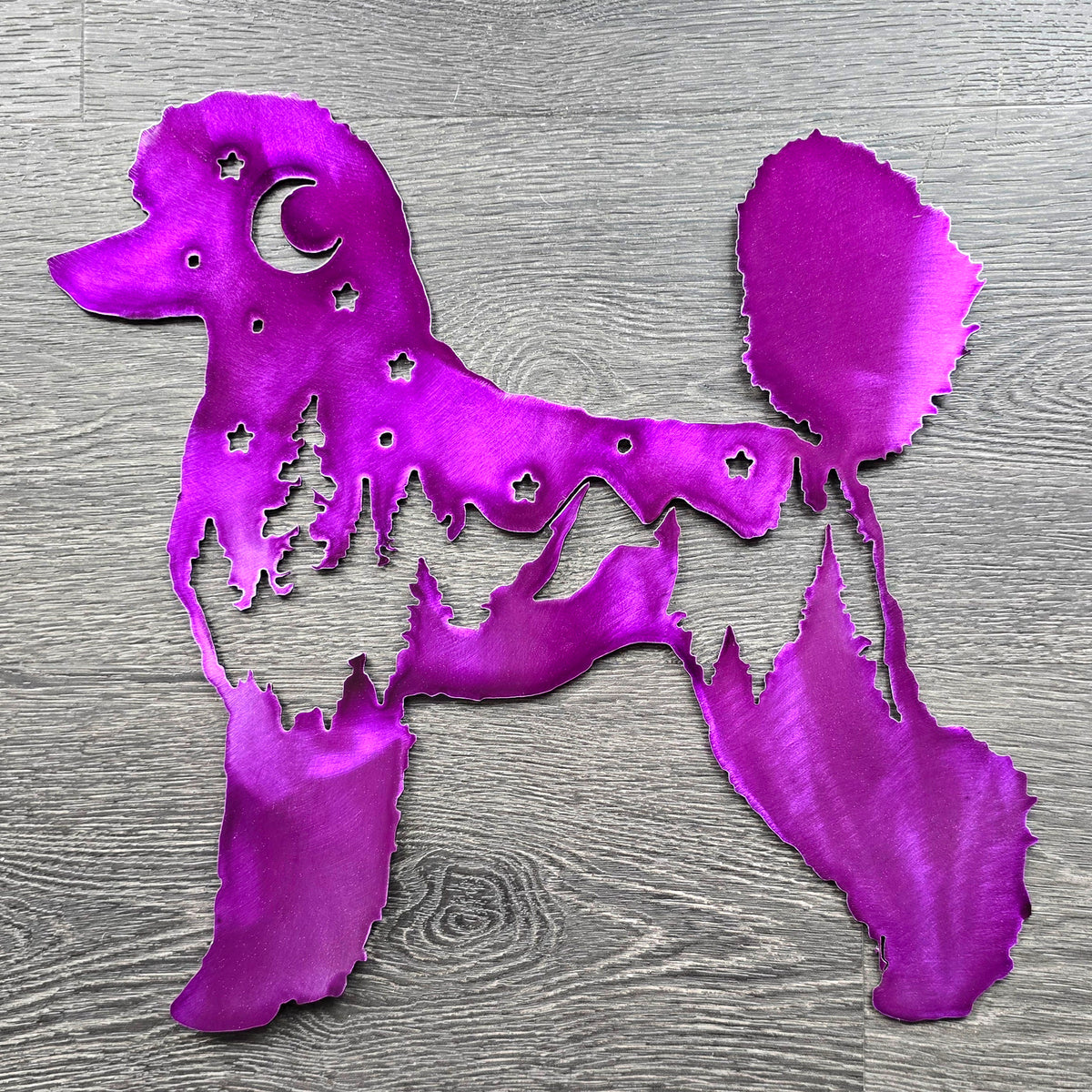 Poodle Night Scene Metal Wall Art