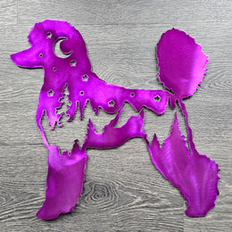 Poodle Night Scene Metal Wall Art