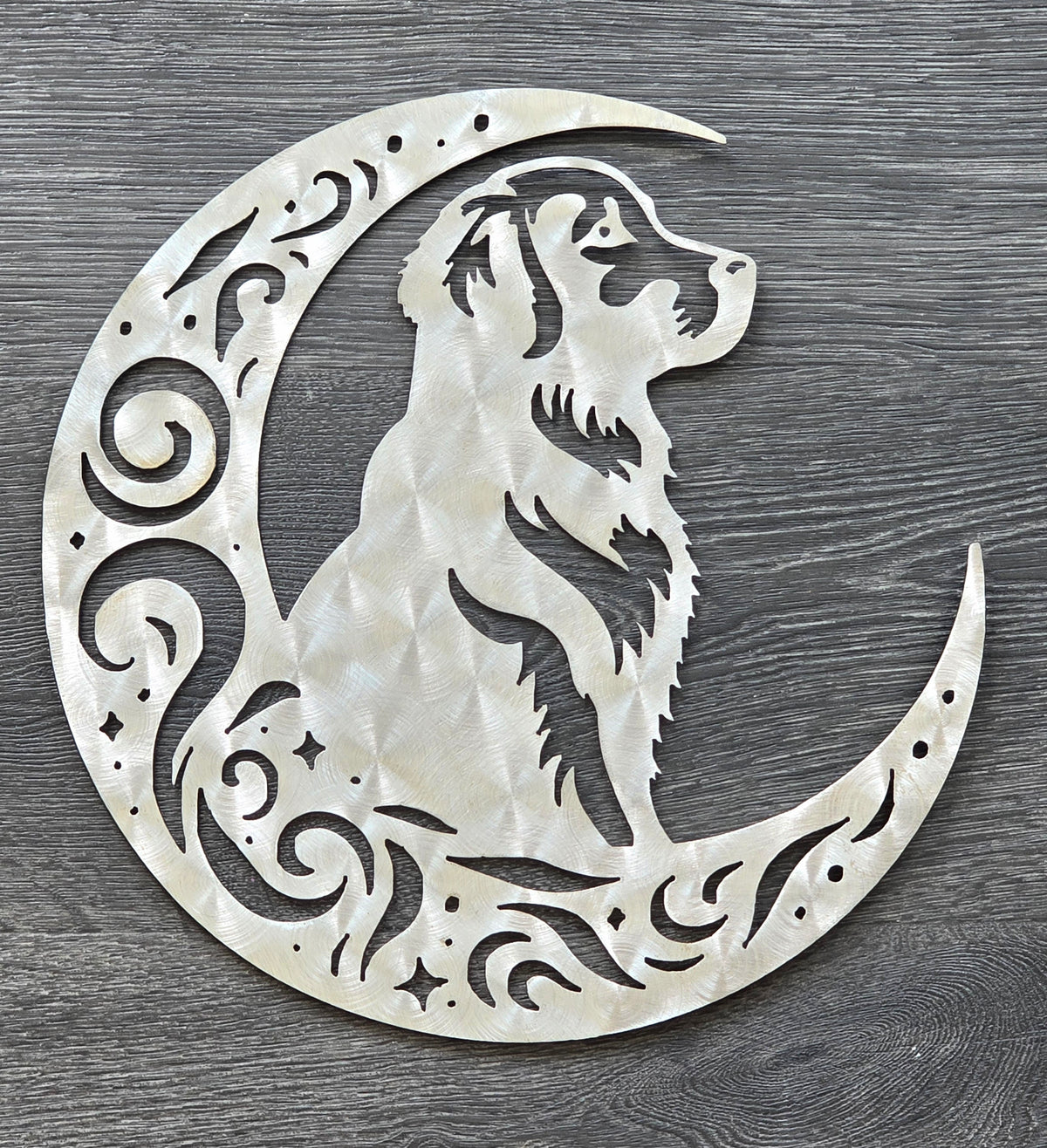 Golden Retriever Moon Metal Wall Art