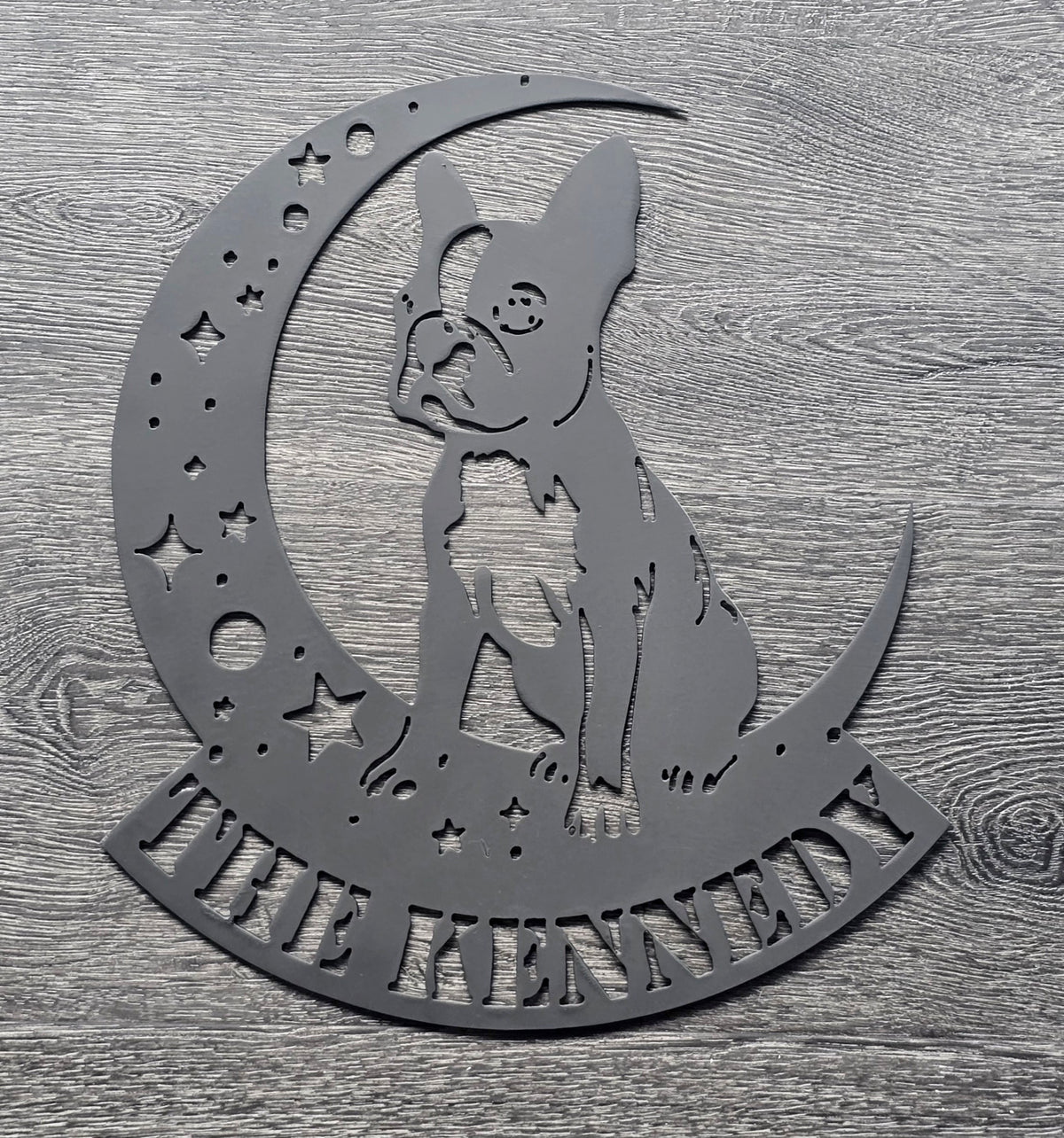 Boston Terrier Moon Metal Wall Art