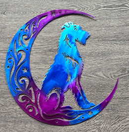 Irish Wolfhound Moon Metal Wall Art