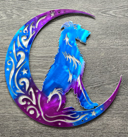 Irish Wolfhound Moon Metal Wall Art