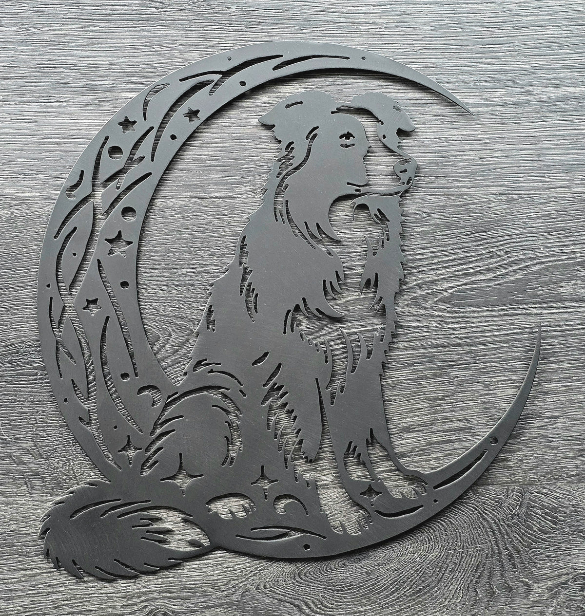 Border Collie Moon Metal Wall Art
