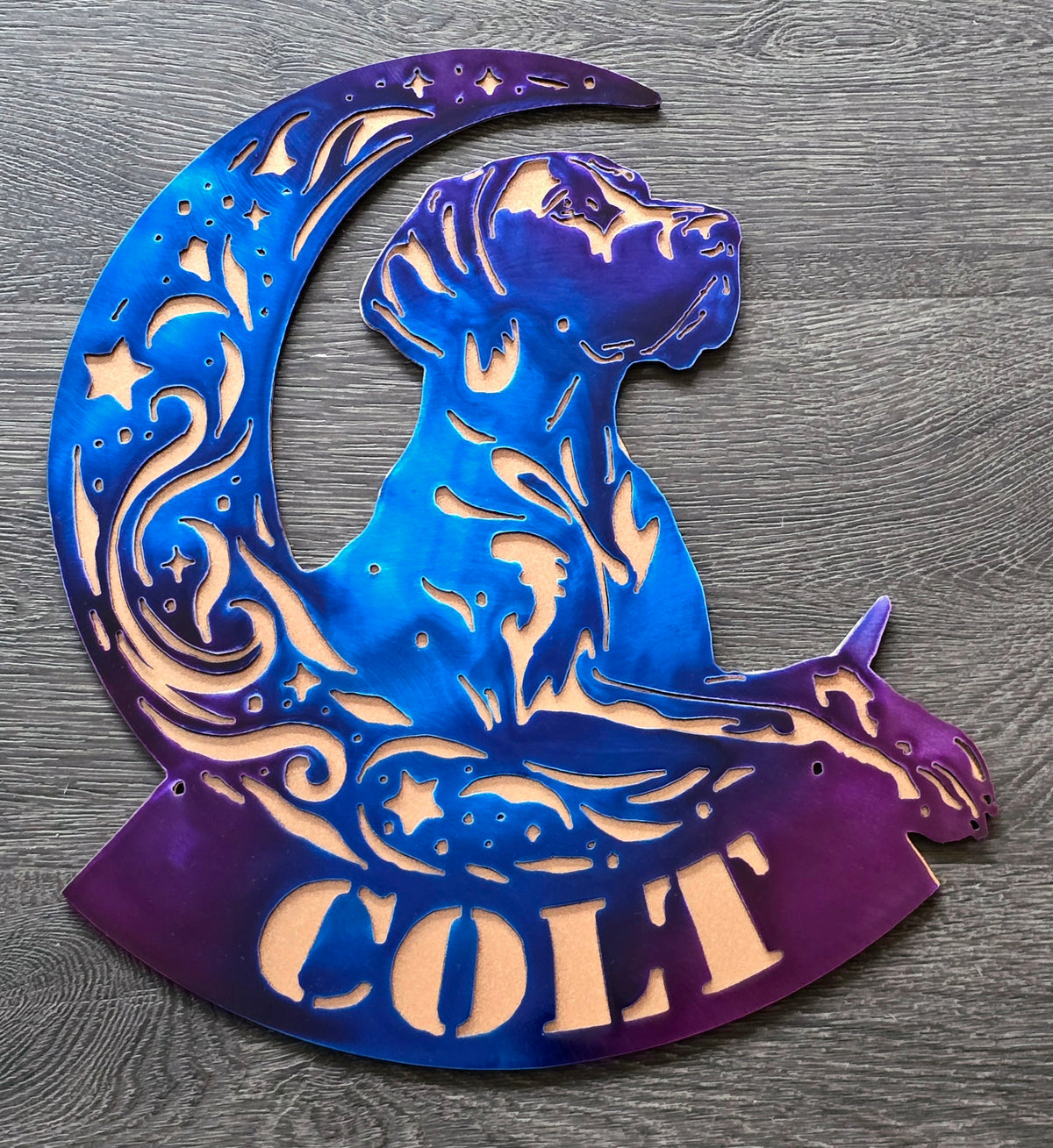 German Shorthaired Pointer Moon Metal Wall Art