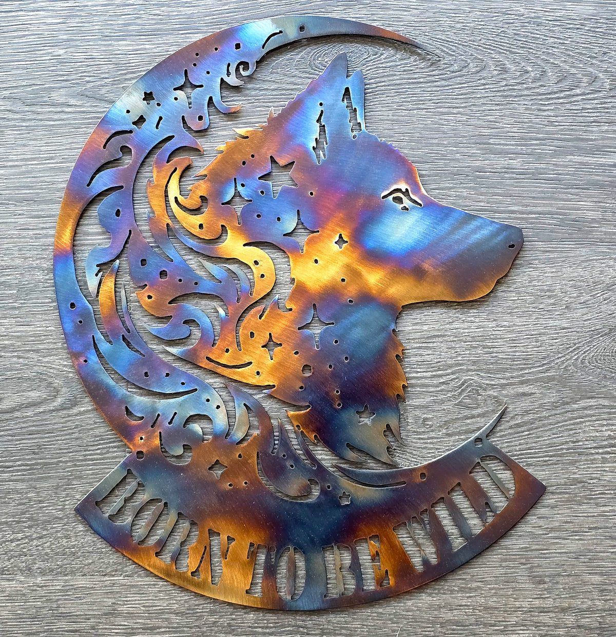 Wolf Hybrid Moon Metal Wall Art
