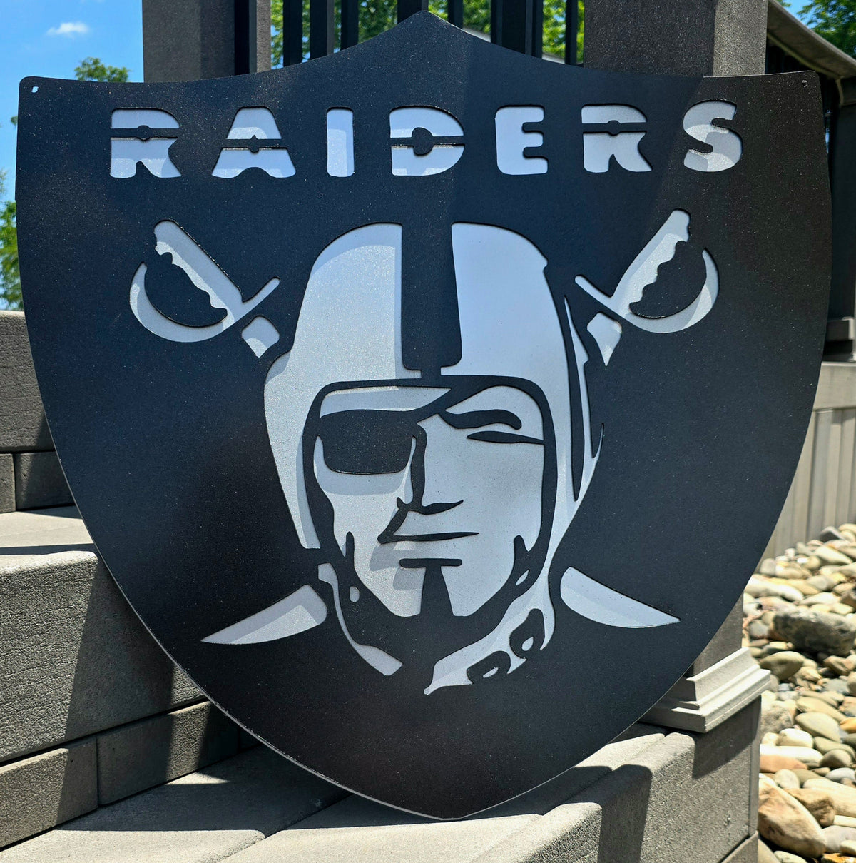 Powder coated sports team metal artwork by Elite Metalworking