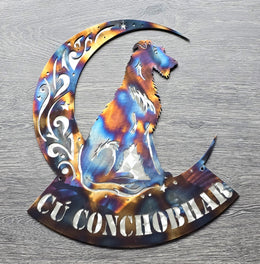 Irish Wolfhound Moon Metal Wall Art