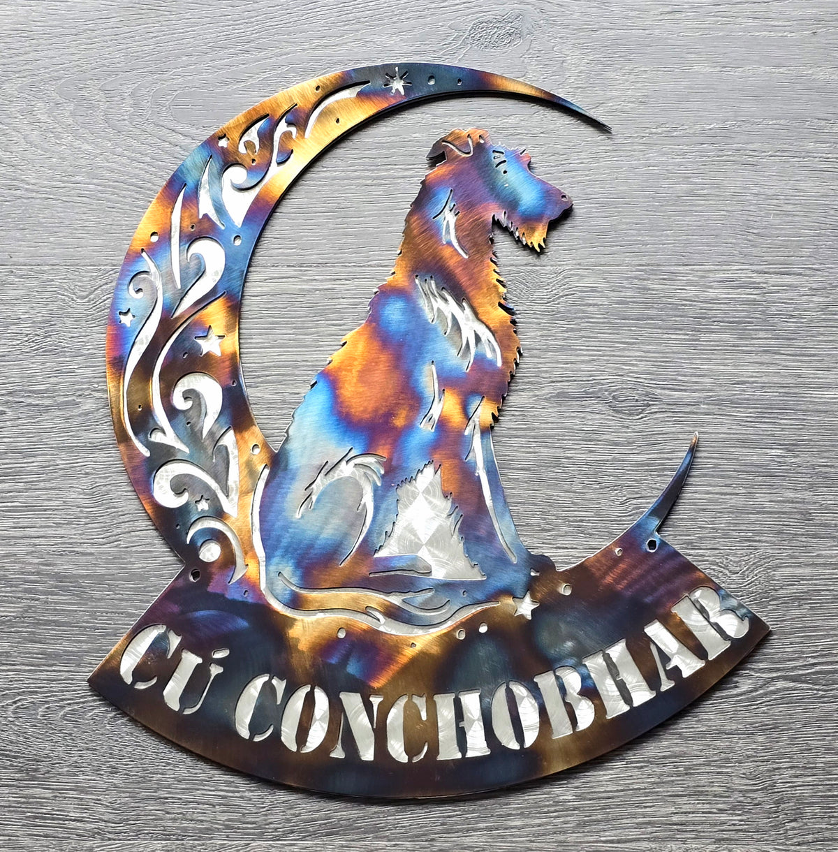 Irish Wolfhound Moon Metal Wall Art