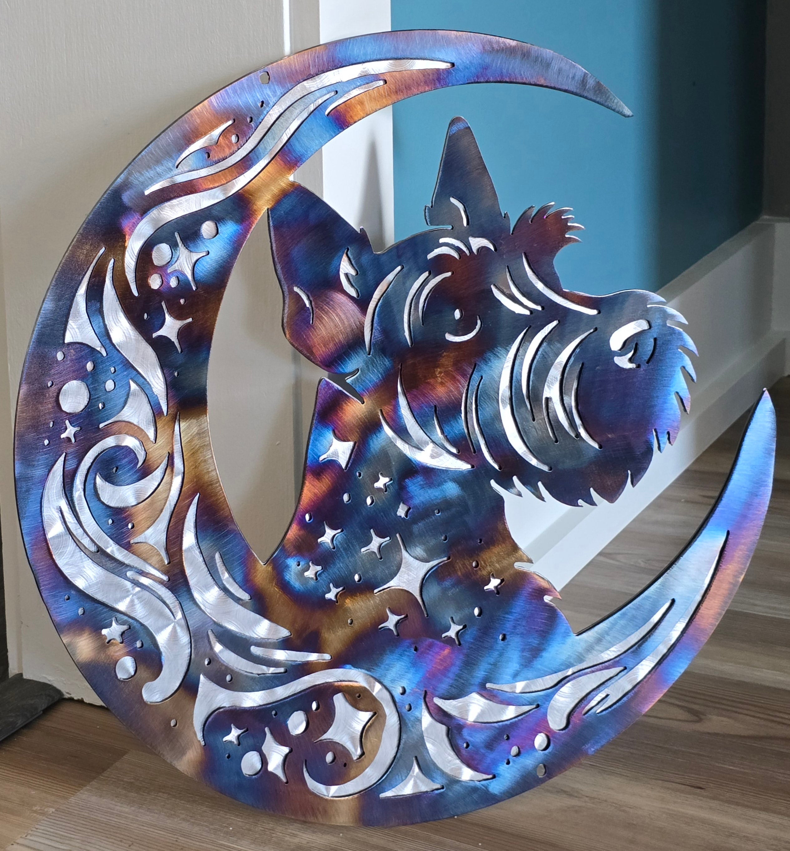 Scottish Terrier "On The Moon" Metal Art