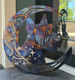 Scottish Terrier Moon Metal Wall Art