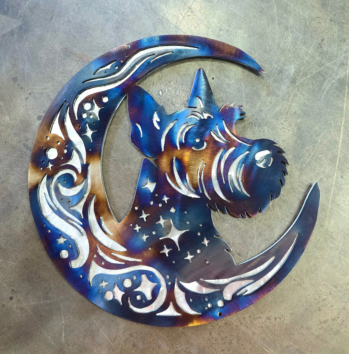 Scottish Terrier Moon Metal Wall Art