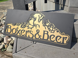 Boxers and Beer dog silhouette sign by Elite Metalworking