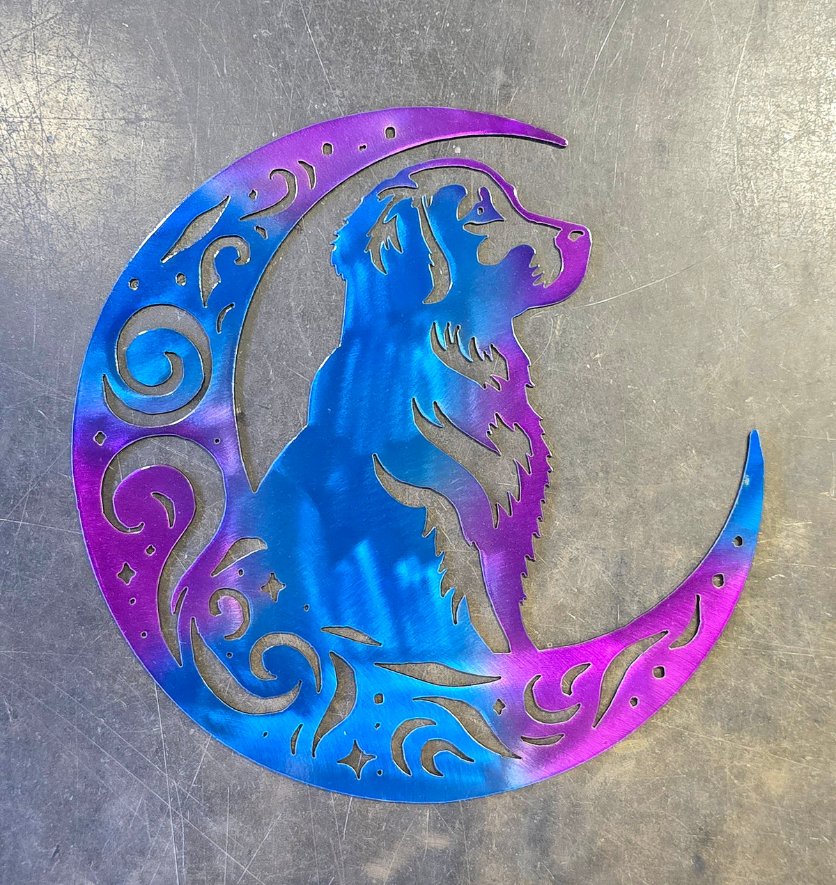 Golden Retriever Moon Metal Wall Art