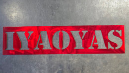 Iyaoyas red text plate by Elite Metalworking