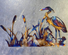 Blue Heron Metal Wall Art