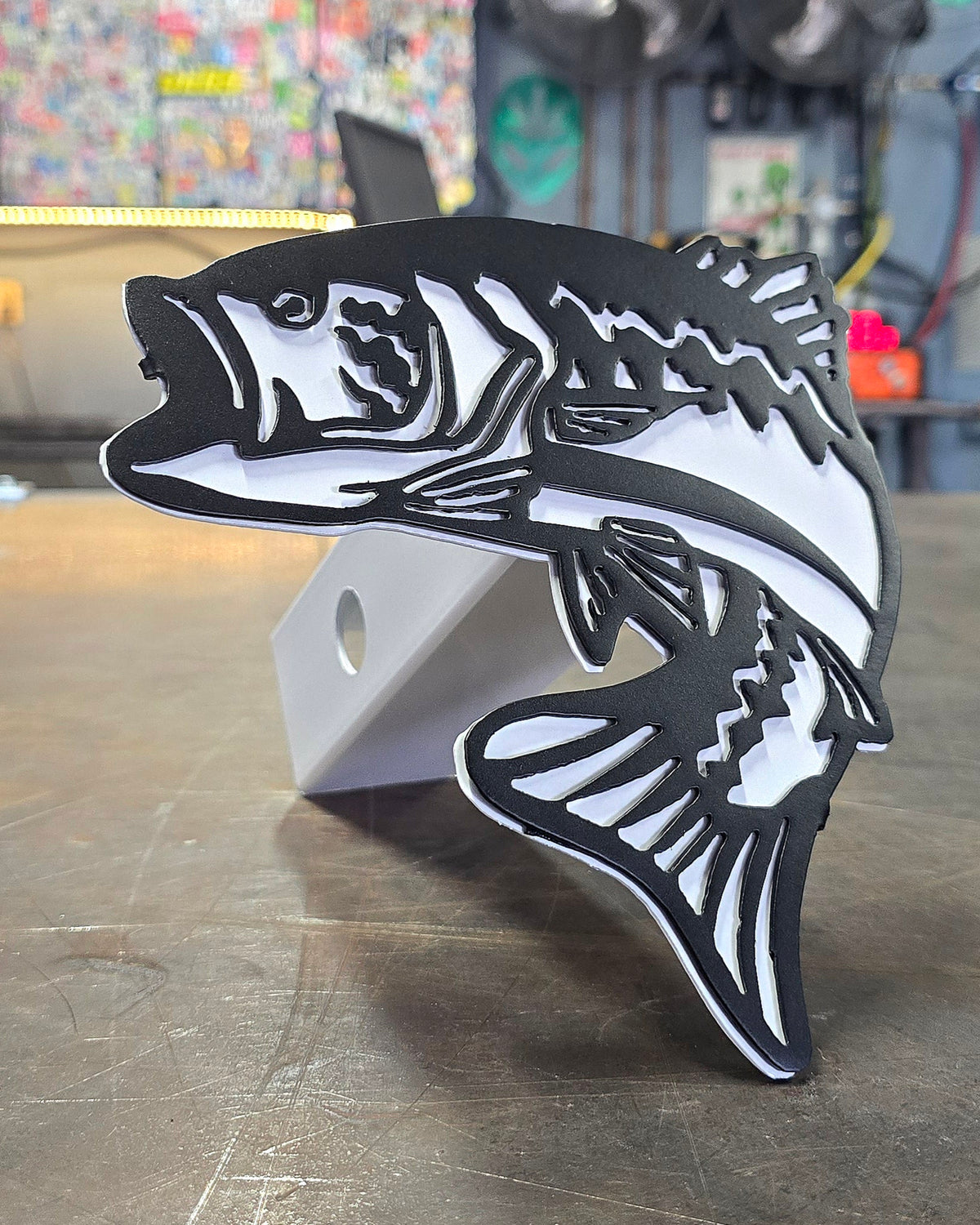 Largemouth Bass Metal Hitch Cover