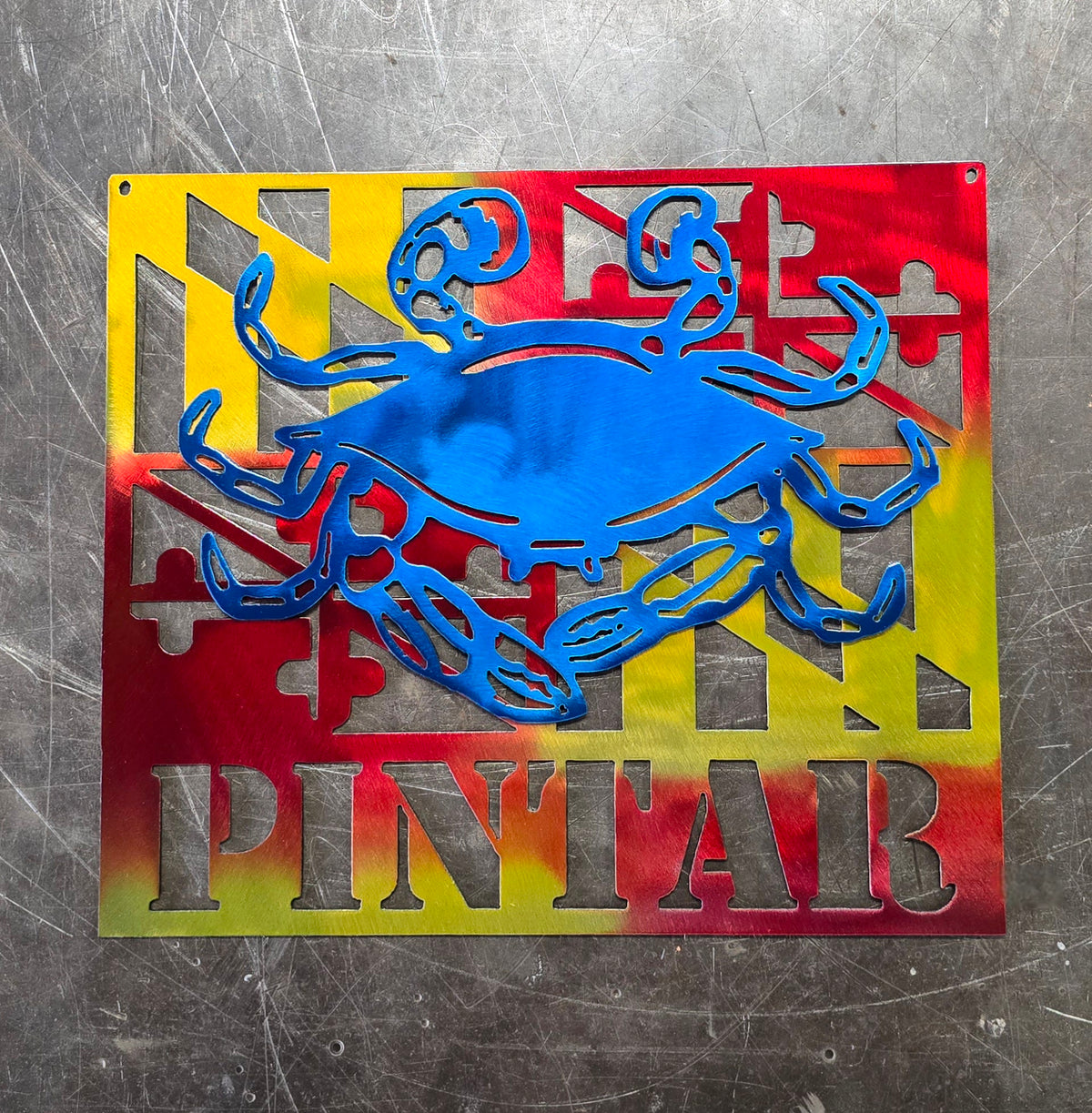 Blue Crab Maryland Flag Metal Wall Art