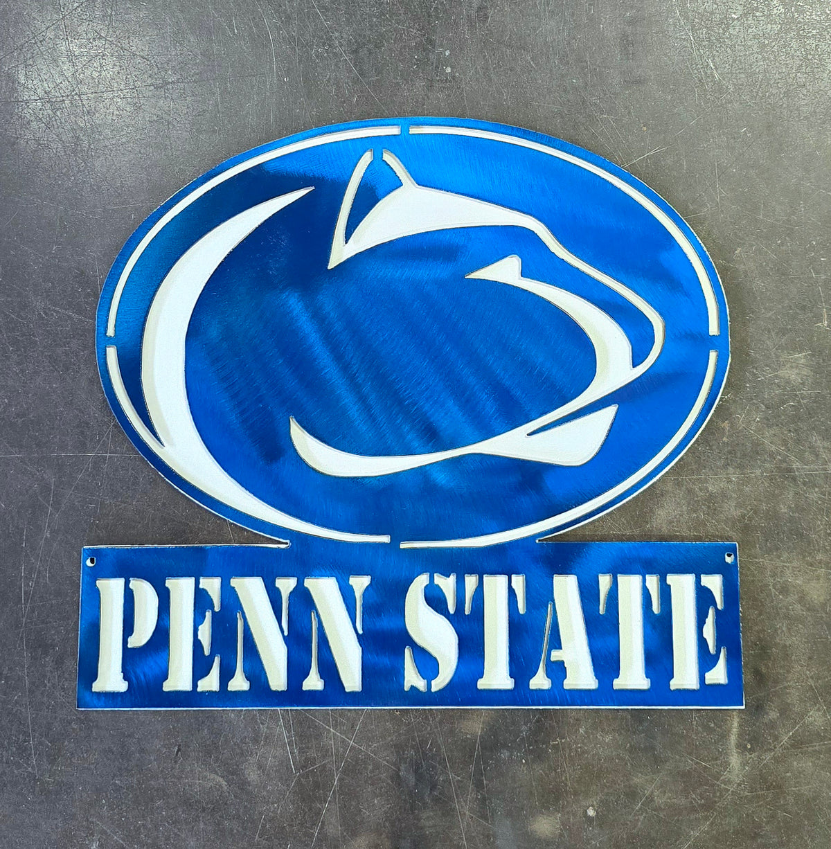 Powder coated sports team metal artwork by Elite Metalworking