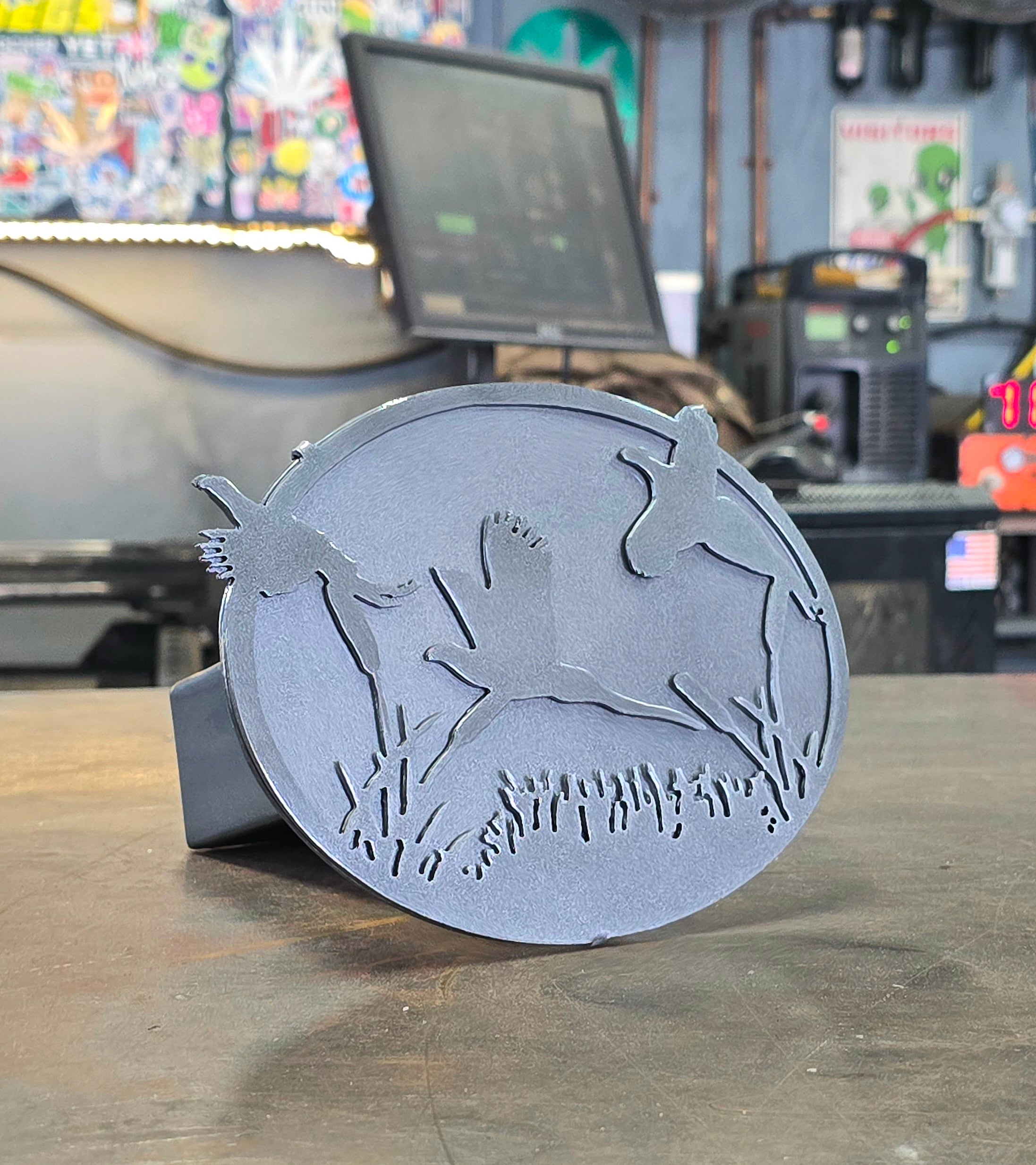 Pheasants Flushing Metal Hitch Cover