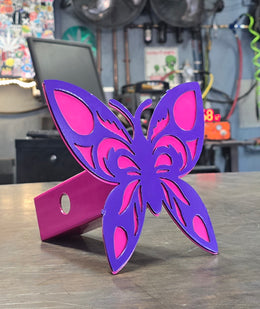Butterfly Metal Hitch Cover made from powder coated steel