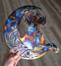 German Shorthaired Pointer Moon Metal Wall Art