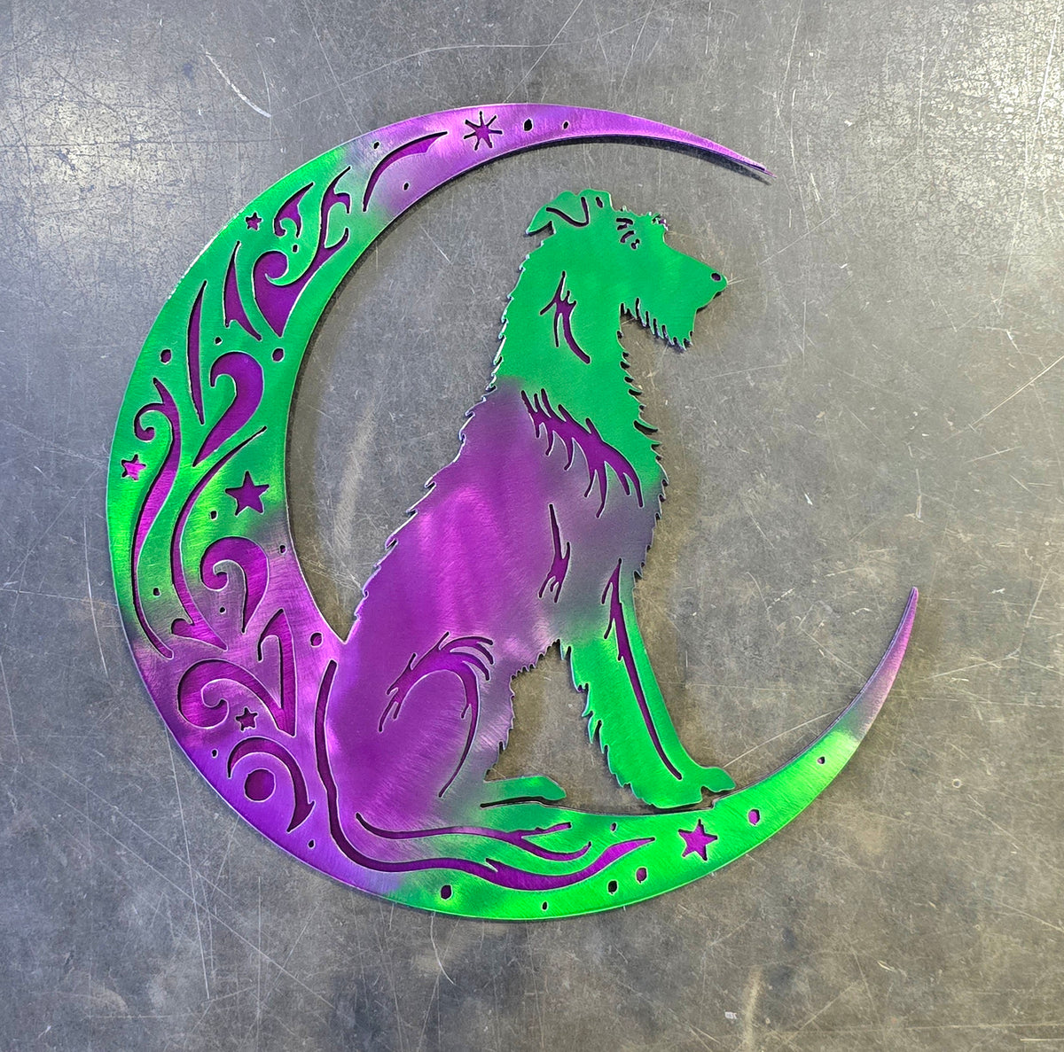 Irish Wolfhound Moon Metal Wall Art