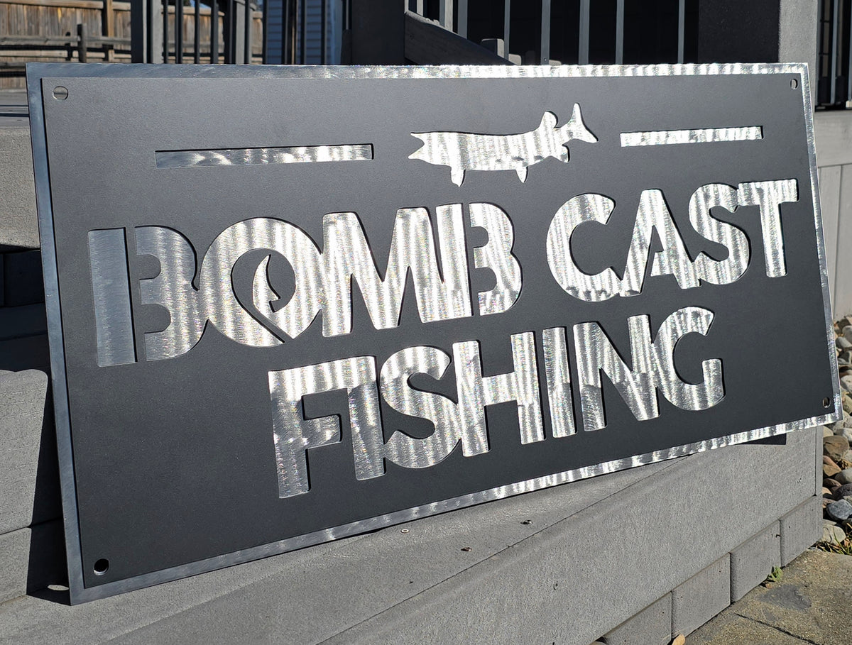 Bomb Cast Fishing text sign by Elite Metalworking