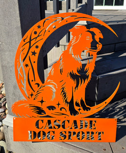 Border Collie Moon Metal Wall Art