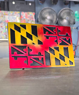 Maryland Flag Metal Hitch Cover made from powder coated steel