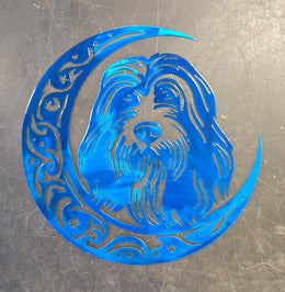 Bearded Collie Moon Metal Wall Art